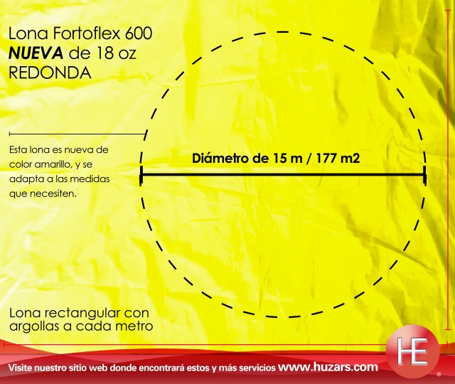 Lonas Circulares De 15 M De Diámetro 177 M² Con Argollas espectaculares de anuncio