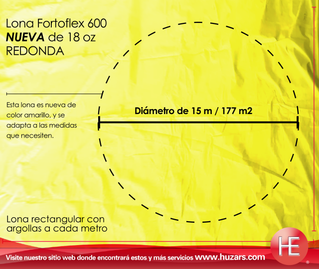 Lonas Circulares De 15 M De Diámetro 177 M² Con Argollas espectaculares de anuncio