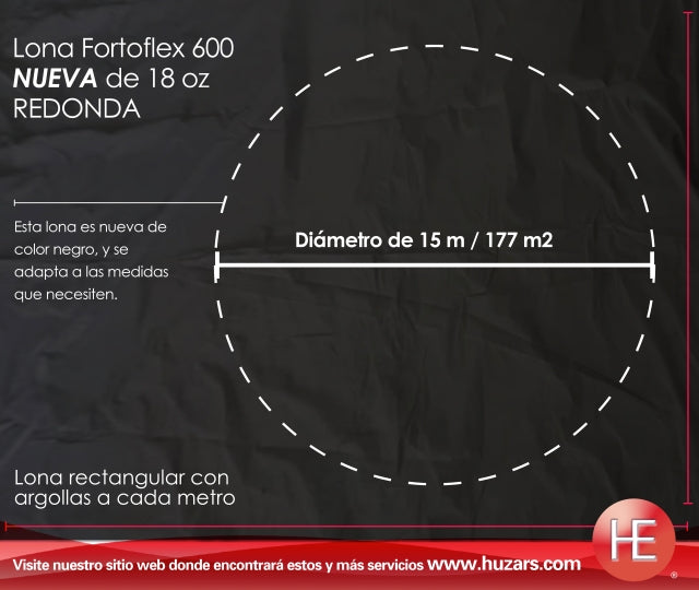 Lonas Circulares De 15 M De Diámetro 177 M² Con Argollas espectaculares de anuncio