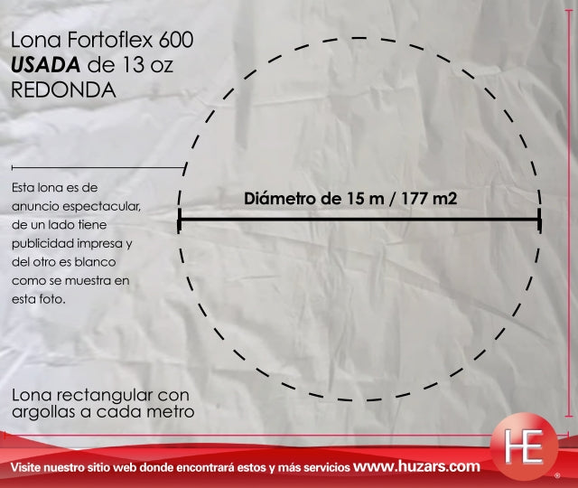 Lonas Circulares De 15 M De Diámetro 177 M² Con Argollas espectaculares de anuncio
